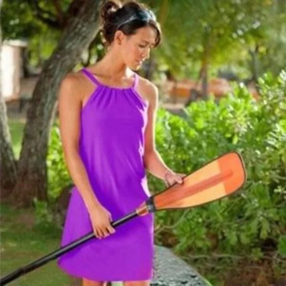 Athleta Kokomo Womens Purple High Neck Swim Dress Built-in Bra XXST XXS Tall